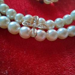 İnci Kolye ve Bileklik Seti,altın aparatlı