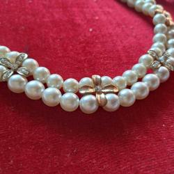 İnci Kolye ve Bileklik Seti,altın aparatlı