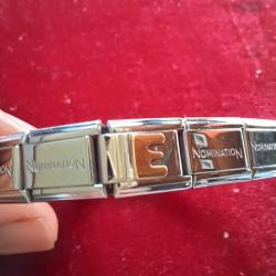 Nomination Italy Çelik Bileklik Orjinal,Gold  'E' charm,18 link