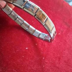 Nomination Italy Çelik Bileklik Orjinal,Gold  'E' charm,18 link