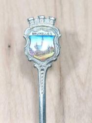 K31----GÜMÜŞ RENGİ KAPLAMA BRÜKSEL HATIRA ÇAY KAŞIĞI