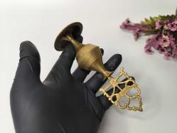 Sürmedan - Eskilerden Sürmelik - Makyaj Sürme Kutusu - Şişesi - Pirinç Sürmedan - Büyük Boy Gold - KK