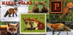 Koleksiyon Pulları,Eğitici Pul Kartelası, Kızıl Tilki 4 Pulluk Açıklamalı Anı Pullu Kartela