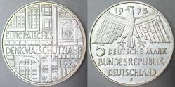 ALMANYA GÜMÜŞ 5 MARK 1975 F. AVRUPA ANITLARI KORUMA YILI 11,2 gr. ÇİL(-)