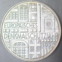 ALMANYA GÜMÜŞ 5 MARK 1975 F. AVRUPA ANITLARI KORUMA YILI 11,2 gr. ÇİL(-)