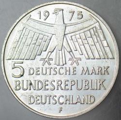 ALMANYA GÜMÜŞ 5 MARK 1975 F. AVRUPA ANITLARI KORUMA YILI 11,2 gr. ÇİL(-)