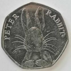 İNGİLTERE 2016  50  PENCE  HATIRA  150. Yıl Dönümü - Beatrix Potter ve Peter Rabbit'in Doğumu