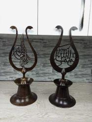 Eskilerden Osmanlı Tarzda Havan Kaideli Bronz İkili Alem