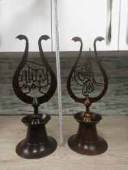Eskilerden Osmanlı Tarzda Havan Kaideli Bronz İkili Alem