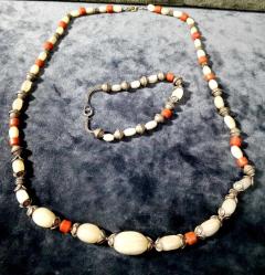 SEDEF MERCAN TAŞLI GÜMÜŞ APARATLI OSMANLI KOLYE VE BİLEKLİK SETİ