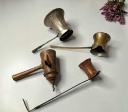 Antika Cezve Lotu - Bakır Malzeme Türk Kahvesi Cezveleri - Bosna İşi - Osmanlı Modeli