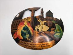 Antika Mevlana Duvar Tabağı - El Boyama Bakır Tabak - Konya Semazen Tabak - ESKİ ÜRÜN -  Duvar Dekoru