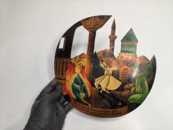 Antika Mevlana Duvar Tabağı - El Boyama Bakır Tabak - Konya Semazen Tabak - ESKİ ÜRÜN -  Duvar Dekoru