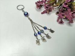 Semazen Temalı - Cam Nazar Boncuklu Anahtarlık - Tesbih Sallama Nazarlık Anahtarlık - Metal & Cam Boncuklu Nazar anahtarlık Cam