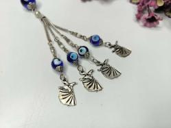 Semazen Temalı - Cam Nazar Boncuklu Anahtarlık - Tesbih Sallama Nazarlık Anahtarlık - Metal & Cam Boncuklu Nazar anahtarlık Cam