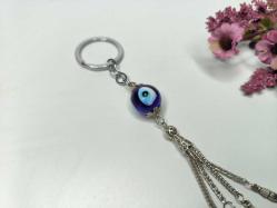 Semazen Temalı - Cam Nazar Boncuklu Anahtarlık - Tesbih Sallama Nazarlık Anahtarlık - Metal & Cam Boncuklu Nazar anahtarlık Cam