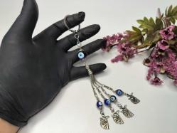 Semazen Temalı - Cam Nazar Boncuklu Anahtarlık - Tesbih Sallama Nazarlık Anahtarlık - Metal & Cam Boncuklu Nazar anahtarlık Cam