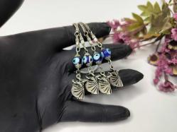 Semazen Temalı - Cam Nazar Boncuklu Anahtarlık - Tesbih Sallama Nazarlık Anahtarlık - Metal & Cam Boncuklu Nazar anahtarlık Cam