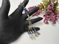 Semazen Temalı - Cam Nazar Boncuklu Anahtarlık - Tesbih Sallama Nazarlık Anahtarlık - Metal & Cam Boncuklu Nazar anahtarlık Cam