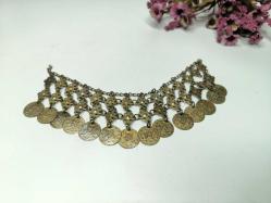 Osmanlı Paralı Kolye - Alınlık - Sarı Paralı Takı - Bujiteri - Takı Tasarım - Fes Önü Süs