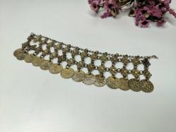 Osmanlı Paralı Kolye - Alınlık - Sarı Paralı Takı - Bujiteri - Takı Tasarım - Fes Önü Süs