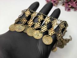 Osmanlı Paralı Kolye - Alınlık - Sarı Paralı Takı - Bujiteri - Takı Tasarım - Fes Önü Süs