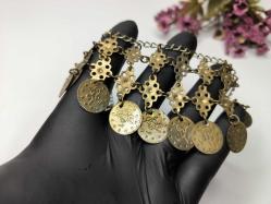 Osmanlı Paralı Kolye - Alınlık - Sarı Paralı Takı - Bujiteri - Takı Tasarım - Fes Önü Süs