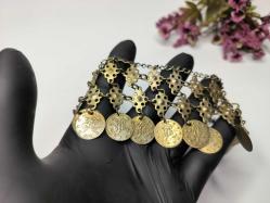 Osmanlı Paralı Kolye - Alınlık - Sarı Paralı Takı - Bujiteri - Takı Tasarım - Fes Önü Süs