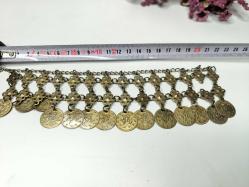 Osmanlı Paralı Kolye - Alınlık - Sarı Paralı Takı - Bujiteri - Takı Tasarım - Fes Önü Süs