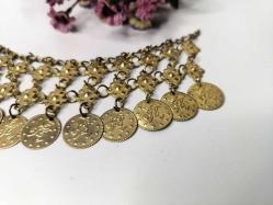 Osmanlı Paralı Kolye - Alınlık - Sarı Paralı Takı - Bujiteri - Takı Tasarım - Fes Önü Süs - 002