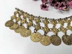 Osmanlı Paralı Kolye - Alınlık - Sarı Paralı Takı - Bujiteri - Takı Tasarım - Fes Önü Süs - 002