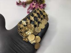 Osmanlı Paralı Kolye - Alınlık - Sarı Paralı Takı - Bujiteri - Takı Tasarım - Fes Önü Süs - 002