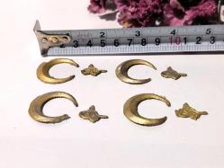 Üç Hilal Osmanlı Tuğrası Metal - Ay - Hilal Desenli Metal Tuğra - Pirinç Objeler - Takı Tasarım Malzeme - 8 ADET