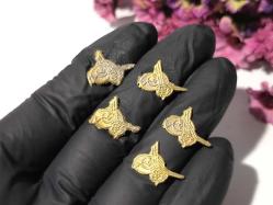 Osmanlı Tuğrası Metal Tuğra - Pirinç Objeler - Takı Tasarım Malzeme - 5 ADET