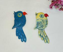 Antika Papağan Nazarlık - Nazar Boncuğu Duvar Dekoru Kuş - Çift Papağan - 2 Adet