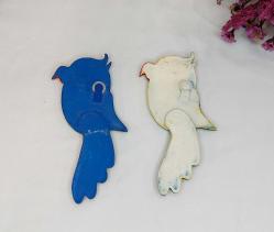 Antika Papağan Nazarlık - Nazar Boncuğu Duvar Dekoru Kuş - Çift Papağan - 2 Adet