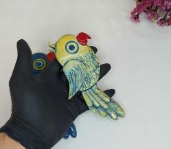 Antika Papağan Nazarlık - Nazar Boncuğu Duvar Dekoru Kuş - Çift Papağan - 2 Adet