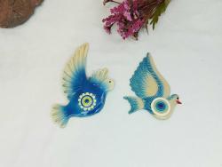 Antika Kuş Nazarlık - Nazar Boncuğu Duvar Dekoru Kuş - Duvar Tabağı - Dekor - 2 Adet