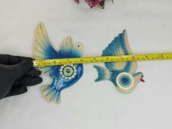 Antika Kuş Nazarlık - Nazar Boncuğu Duvar Dekoru Kuş - Duvar Tabağı - Dekor - 2 Adet