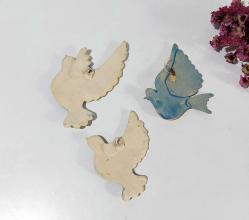 Antika Kuş Nazarlık - Nazar Boncuğu Duvar Dekoru Kuş - Duvar Tabağı - Dekor - 3 Adet