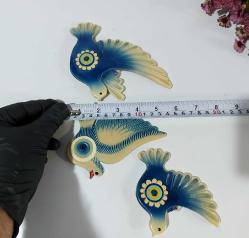 Antika Kuş Nazarlık - Nazar Boncuğu Duvar Dekoru Kuş - Duvar Tabağı - Dekor - 3 Adet