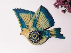 Antika Kuş Nazarlık - Nazar Boncuğu Duvar Dekoru Kuş - Duvar Tabağı - Dekor - Büyük Boy