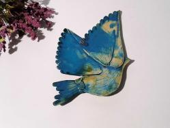 Antika Kuş Nazarlık - Nazar Boncuğu Duvar Dekoru Kuş - Duvar Tabağı - Dekor - Büyük Boy