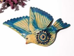 Antika Kuş Nazarlık - Nazar Boncuğu Duvar Dekoru Kuş - Duvar Tabağı - Dekor - Büyük Boy