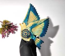 Antika Kuş Nazarlık - Nazar Boncuğu Duvar Dekoru Kuş - Duvar Tabağı - Dekor - Büyük Boy