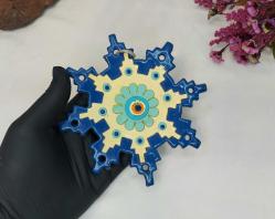 Antika Kar Tanesi Nazarlık - Nazar Boncuğu Duvar Dekoru Kış Temalı - Duvar Tabağı - Dekor