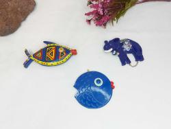 Eskilerden BALIK - FİL Nazarlık - Nazar Boncuğu Bereket Duvar Dekoru - Duvar Tabağı - Tasarım Balık Dekor - 3 ADET