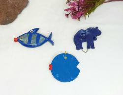 Eskilerden BALIK - FİL Nazarlık - Nazar Boncuğu Bereket Duvar Dekoru - Duvar Tabağı - Tasarım Balık Dekor - 3 ADET