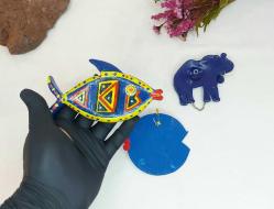 Eskilerden BALIK - FİL Nazarlık - Nazar Boncuğu Bereket Duvar Dekoru - Duvar Tabağı - Tasarım Balık Dekor - 3 ADET