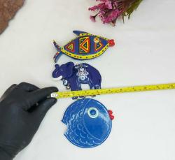 Eskilerden BALIK - FİL Nazarlık - Nazar Boncuğu Bereket Duvar Dekoru - Duvar Tabağı - Tasarım Balık Dekor - 3 ADET